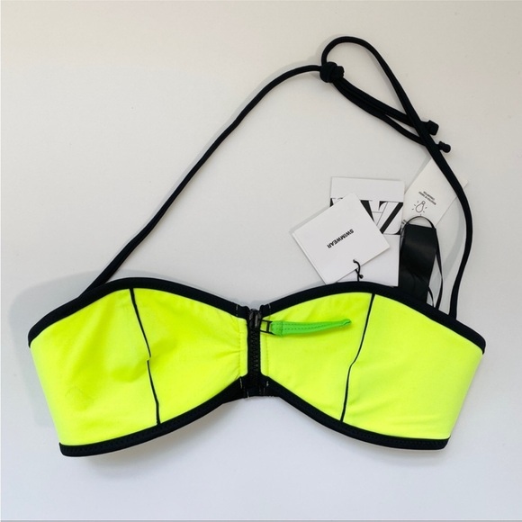 Zara bright neon yellow halter swim top - Picture 2 of 5